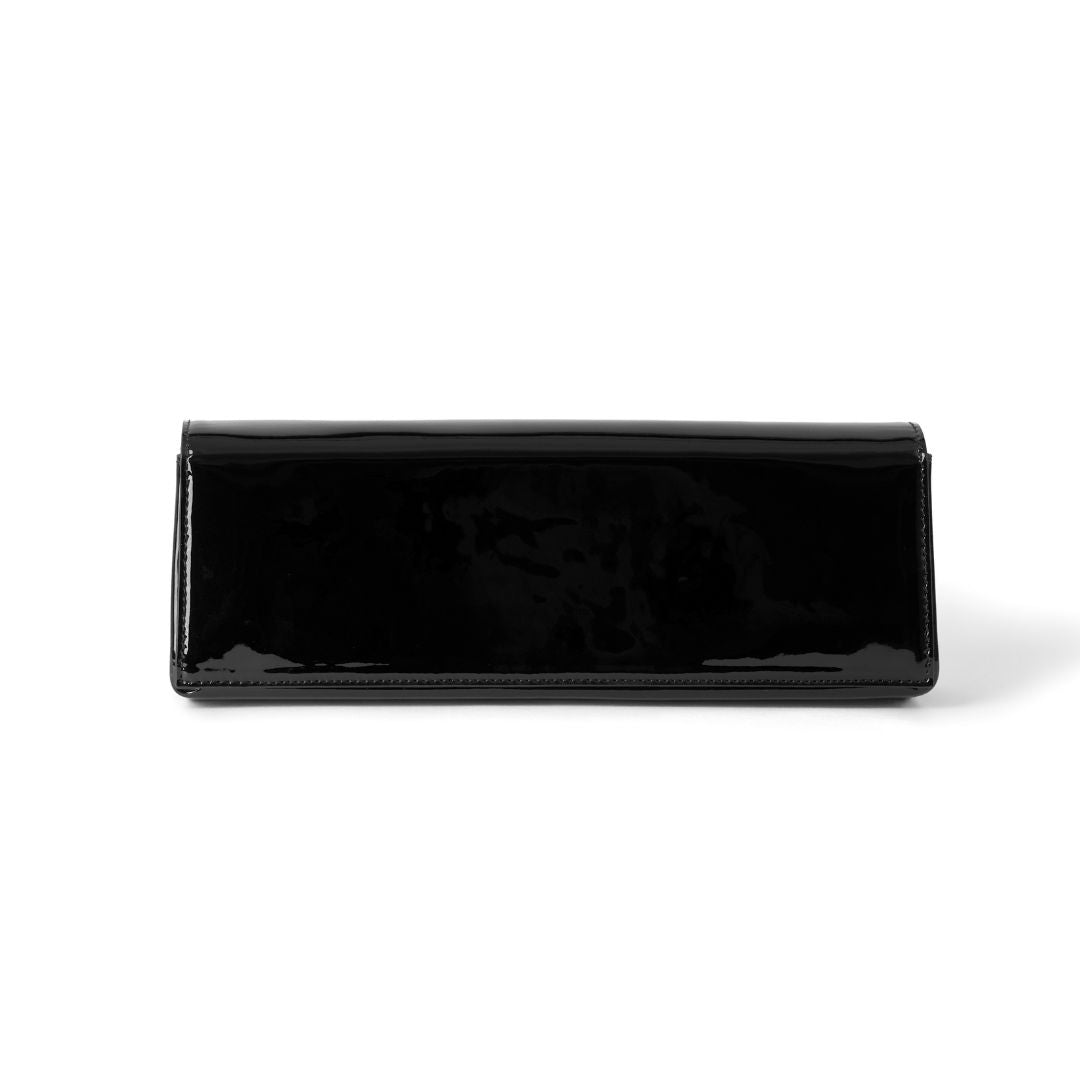 Black patent Bella clutch bag from Aurora #colour_black - patent