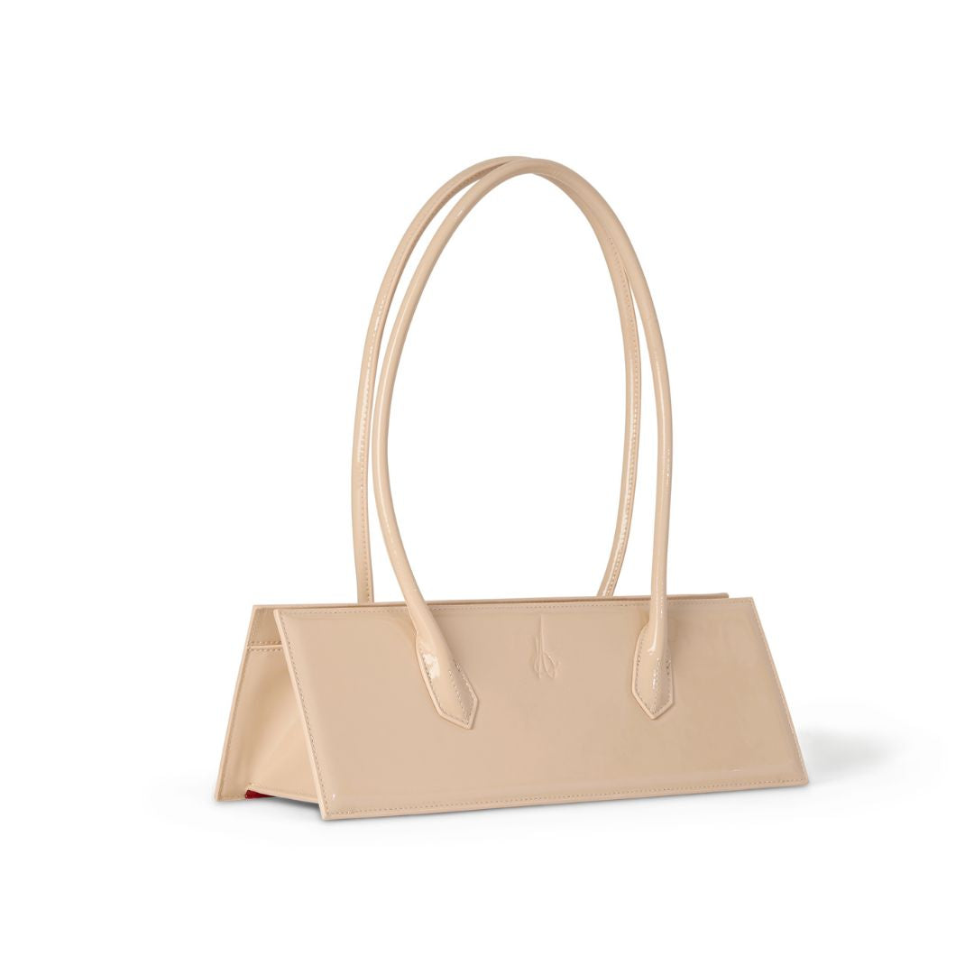 elegant handbag with a red interior from Aurora #colour_nude - patent